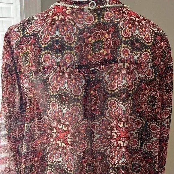 [XL] Anthropologie- Fig and Flower Semi  Sheered 3/4 Sleeve Tunic Blouse - Picture 7 of 10